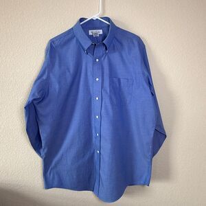 Brooks Brothers Men's Button Up Preppy Long Sleeve Dress Shirt Blue 16.5 34/35